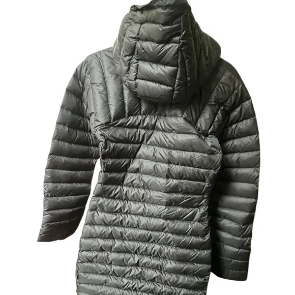 NWOT Sample Fjallraven Snow Flake Parka Goose Down Coat Long Hooded Black Gold - Picture 6 of 12